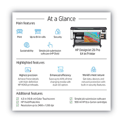 HP DesignJet Z6 Pro 64" Wide Format Inkjet Printer (HEW2QU25A)