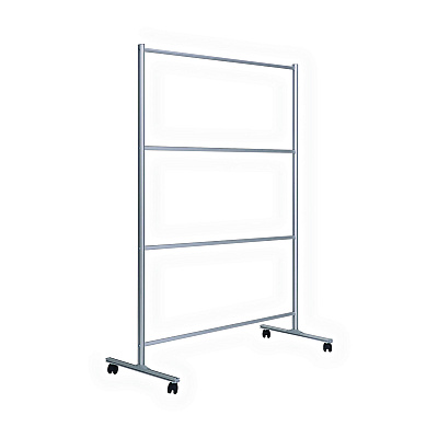 MasterVision Protector Series Mobile Glass Panel Divider, 49 x 22 x 69, Clear/Aluminum (BVCDSP123046)