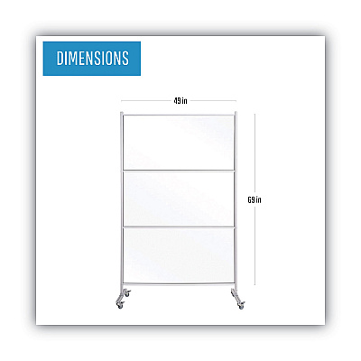 MasterVision Protector Series Mobile Glass Panel Divider, 49 x 22 x 69, Clear/Aluminum (BVCDSP123046)