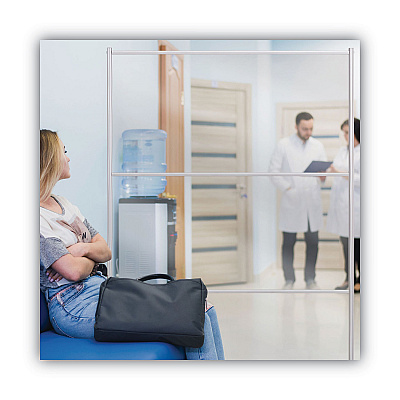 MasterVision Protector Series Mobile Glass Panel Divider, 49 x 22 x 69, Clear/Aluminum (BVCDSP123046)