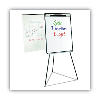 MasterVision Magnetic Gold Ultra Dry Erase Tripod Easel with Extension Arms, 32" to 72", Black/Silver (BVCEA23062119)