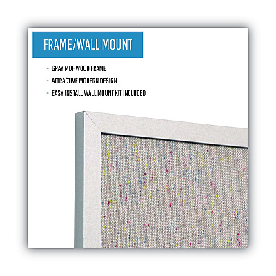 MasterVision Designer Fabric Bulletin Board, 24 x 18, Gray Surface, Gray MDF Wood Frame (BVCFB0470608)