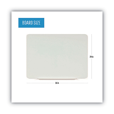 MasterVision Magnetic Glass Dry Erase Board, 36 x 24, Opaque White Surface (BVCGL070101)
