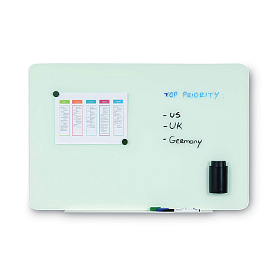 MasterVision Magnetic Glass Dry Erase Board, 36 x 24, Opaque White Surface (BVCGL070101)