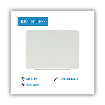 MasterVision Magnetic Glass Dry Erase Board, 48 x 36, Opaque White Surface (BVCGL080101)