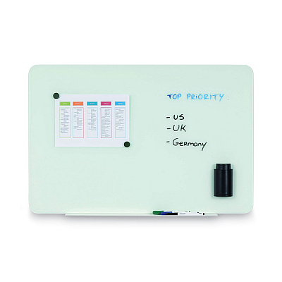 MasterVision Magnetic Glass Dry Erase Board, 60 x 48, Opaque White Surface (BVCGL110101)