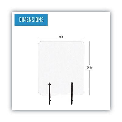 MasterVision Protector Series Frameless Glass Desktop Divider, 23.6 x 0.16 x 35.4, Clear/Aluminum (BVCGL0701393)