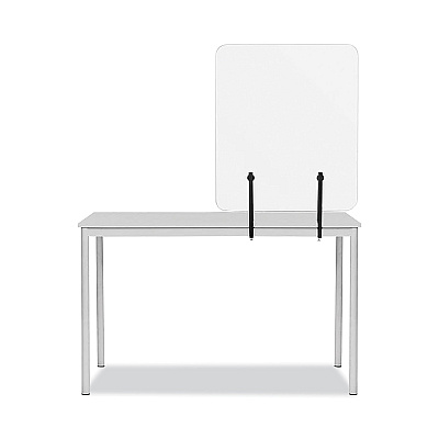 MasterVision Protector Series Frameless Glass Desktop Divider, 23.6 x 0.16 x 35.4, Clear/Aluminum (BVCGL0701393)