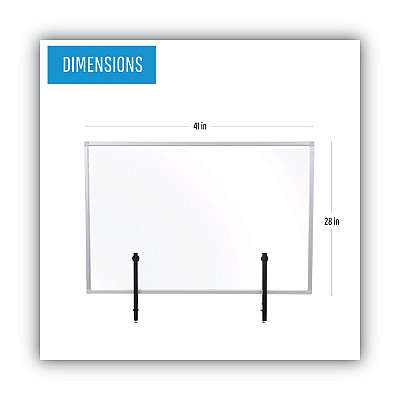 MasterVision Protector Series Glass Aluminum Desktop Divider, 40.9 x 0.16 x 27.6, Clear (BVCGL34019101)