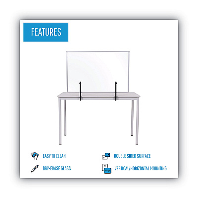 MasterVision Protector Series Glass Aluminum Desktop Divider, 40.9 x 0.16 x 27.6, Clear (BVCGL34019101)