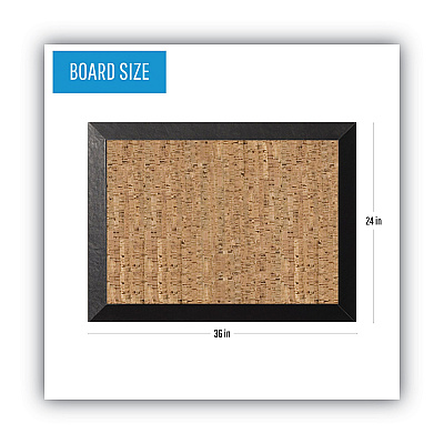 MasterVision Natural Cork Bulletin Board, 36 x 24, Tan Surface, Black Wood Frame (BVCSF0722581012)