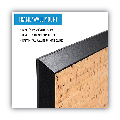 MasterVision Natural Cork Bulletin Board, 36 x 24, Tan Surface, Black Wood Frame (BVCSF0722581012)