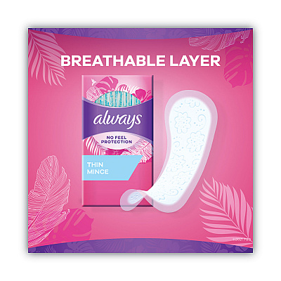 Always Thin Daily Panty Liners, Regular, 120/Pack, 6 Packs/Carton (PGC10796)