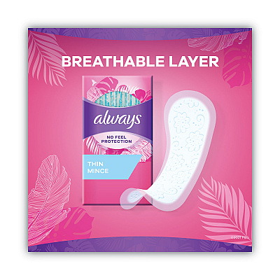 Always Thin Daily Panty Liners, Regular, 120/Pack (PGC10796PK)
