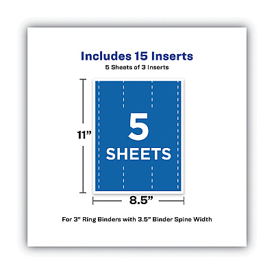Avery Binder Spine Inserts, 3" Spine Width, 3 Inserts/Sheet, 5 Sheets/Pack (AVE89109)