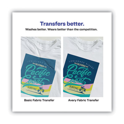 Avery Fabric Transfers, 8.5 x 11, White, 5/Pack (AVE3302)