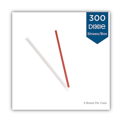 Dixie Wrapped Giant Straws, 10.25", Polypropylene, Red, 300/Box, 4 Boxes/Carton (DXEGW104)