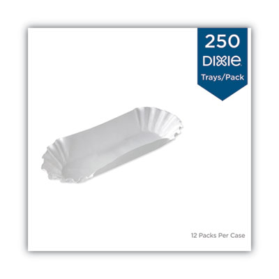 Dixie Medium Weight Fluted Hot Dog Trays, 8", White, Paper, 250/Pack, 12 Packs/Carton (DXEHD8050)