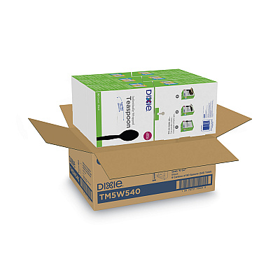 Dixie GrabN Go Wrapped Cutlery, Teaspoons, Black, 90/Box, 6 Box/Carton (DXETM5W540)