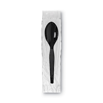 Dixie GrabN Go Wrapped Cutlery, Teaspoons, Black, 90/Box, 6 Box/Carton (DXETM5W540)