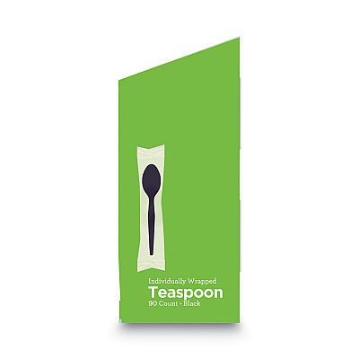 Dixie GrabN Go Wrapped Cutlery, Teaspoons, Black, 90/Box (DXETM5W540PK)