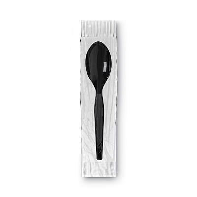 Dixie GrabN Go Wrapped Cutlery, Teaspoons, Black, 90/Box (DXETM5W540PK)