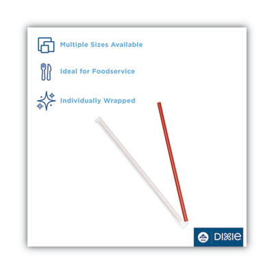 Dixie Wrapped Giant Straws, 10.25", Polypropylene, Red, 300/Box, 4 Boxes/Carton (DXEGW104)