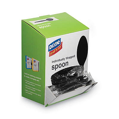 Dixie GrabN Go Wrapped Cutlery, Teaspoons, Black, 90/Box, 6 Box/Carton (DXETM5W540)