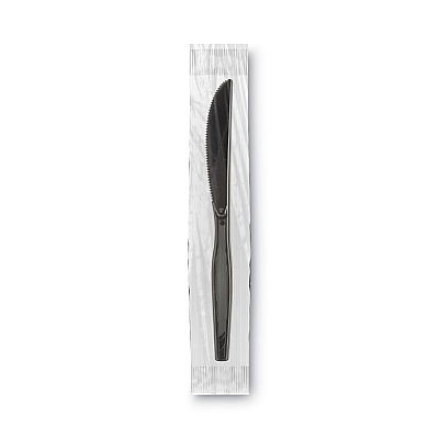 Dixie GrabN Go Wrapped Cutlery, Knives, Black, 90/Box, 6 Box/Carton (DXEKM5W540)