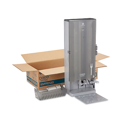 Dixie SmartStock Utensil Dispenser, Forks, 10 x 8.78 x 24.75, Smoke (DXESSFPD120)