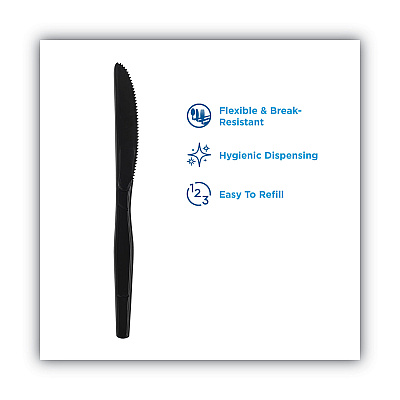 Dixie SmartStock Plastic Cutlery Refill, Knives, 7", Series-O Heavyweight, Black, 40/Pack, 24 Packs/Carton (DXESSPKH51)