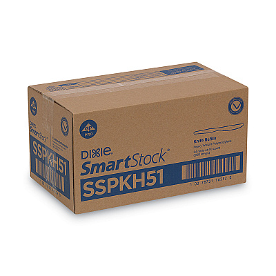 Dixie SmartStock Plastic Cutlery Refill, Knives, 7", Series-O Heavyweight, Black, 40/Pack, 24 Packs/Carton (DXESSPKH51)