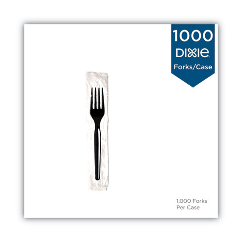 Dixie Individually Wrapped Mediumweight Polystyrene Cutlery, Fork, Black, 1,000/Carton (FM53C7)