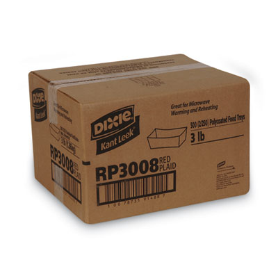 Dixie Kant Leek Polycoated Paper Food Tray, 3 lb Capacity, 8.4 x 5.8 x 2.1, Red Plaid, 250/Bag, 2 Bags/Carton (DXERP3008)