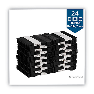 Dixie SmartStock Plastic Cutlery Refill, Forks, 6", Series-O Heavyweight, Black, 40/Pack, 24 Packs/Carton (DXESSPFH51)