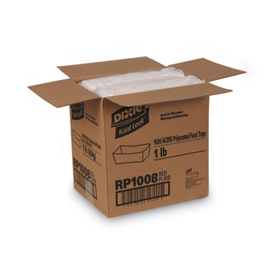 Dixie Kant Leek Polycoated Paper Food Tray, 1 lb Capacity, 6.25 x 4.7 x 1.6, Red Plaid, 1,000/Carton (DXERP1008)