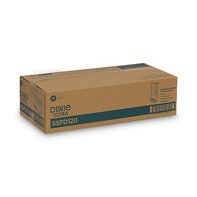 Dixie SmartStock Mediumweight Polystyrene Dispenser, Holds 120 Forks, 10 x 8.78 x 24.75, Translucent Black (DXESSFD120)