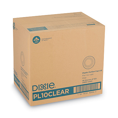 Dixie Plastic Portion Cup Lid, Fits 1 oz Portion Cups, Clear, 4,800/Carton (DXEPL10CLEAR)