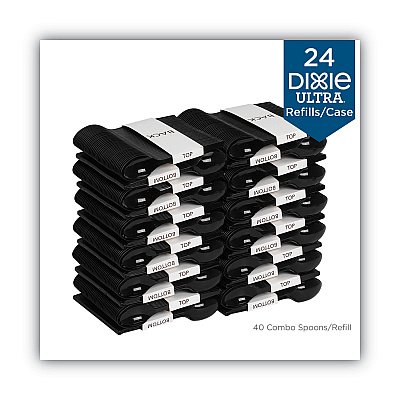Dixie SmartStock Plastic Cutlery Refill, Spoons, 6", Series-O Heavyweight, Black, 40 Pack, 24 Packs/Carton (DXESSPSH51)