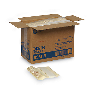 Dixie SmartStock Plastic Cutlery Refill, Spoons, 6", Series-O Mediumweight Bio-Blend, Beige, 40/Pack, 24 Packs/Carton (DXESSS11B)