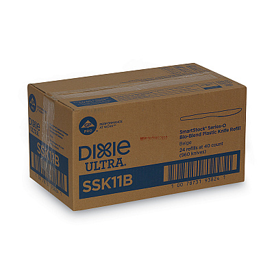 Dixie SmartStock Plastic Cutlery Refill, Knives, 7", Series-O Mediumweight Bio-Blend Beige, 40/Pack, 24 Packs/Carton (DXESSK11B)