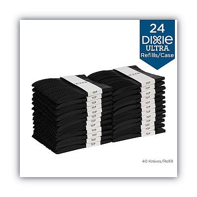 Dixie SmartStock Plastic Cutlery Refill, Knives, 7", Series-O Heavyweight, Black, 40/Pack, 24 Packs/Carton (DXESSPKH51)