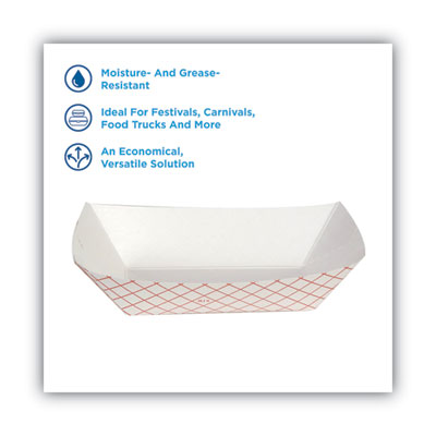 Dixie Kant Leek Polycoated Paper Food Tray, 1 lb Capacity, 6.25 x 4.7 x 1.6, Red Plaid, 1,000/Carton (DXERP1008)
