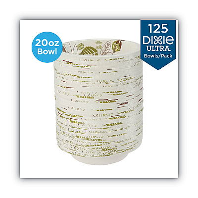 Dixie Pathways Heavyweight Paper Bowls, 20 oz, White/Green/Burgundy, 125/Pack (DXESX20PATHPK)