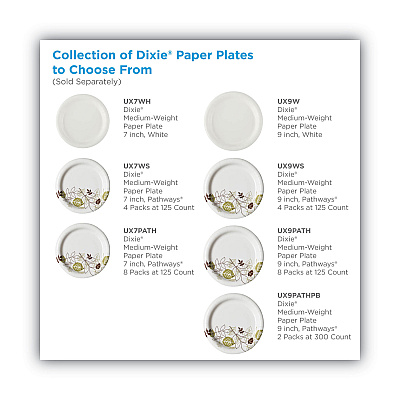 Dixie Pathways Soak-Proof Shield Mediumweight Paper Plates, 8.5" dia, Green/Burgundy, 125/Pack (DXEUX9PATHPK)