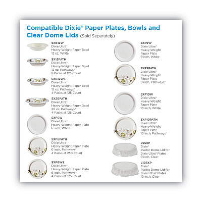 Dixie Pathways Heavyweight Paper Bowls, 20 oz, White/Green/Burgundy, 125/Pack (DXESX20PATHPK)