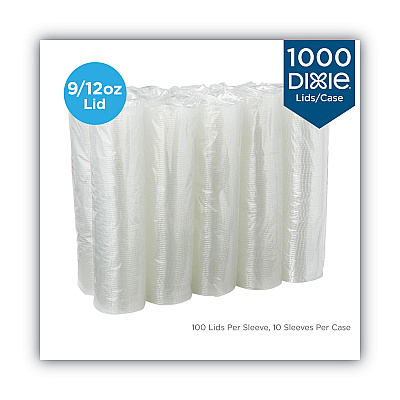 Dixie Cold Drink Cup Lids, Fits 9 oz to 12 oz Plastic Cold Cups, Clear, 100/Sleeve, 10 Sleeves/Carton (DXECL912PET)