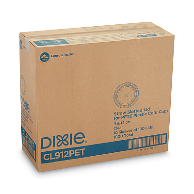 Dixie Cold Drink Cup Lids, Fits 9 oz to 12 oz Plastic Cold Cups, Clear, 100/Sleeve, 10 Sleeves/Carton (DXECL912PET)