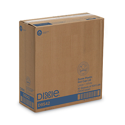 Dixie Dome Drink-Thru Lids, Fits 10 oz to 16 oz Paper Hot Cups, White, 1,000/Carton (DXED9542)