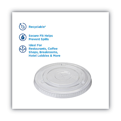 Dixie Cold Drink Cup Lids, Fits 16 oz Plastic Cold Cups, Clear, 100/Sleeve, 10 Sleeves/Carton (DXECL1424PET)